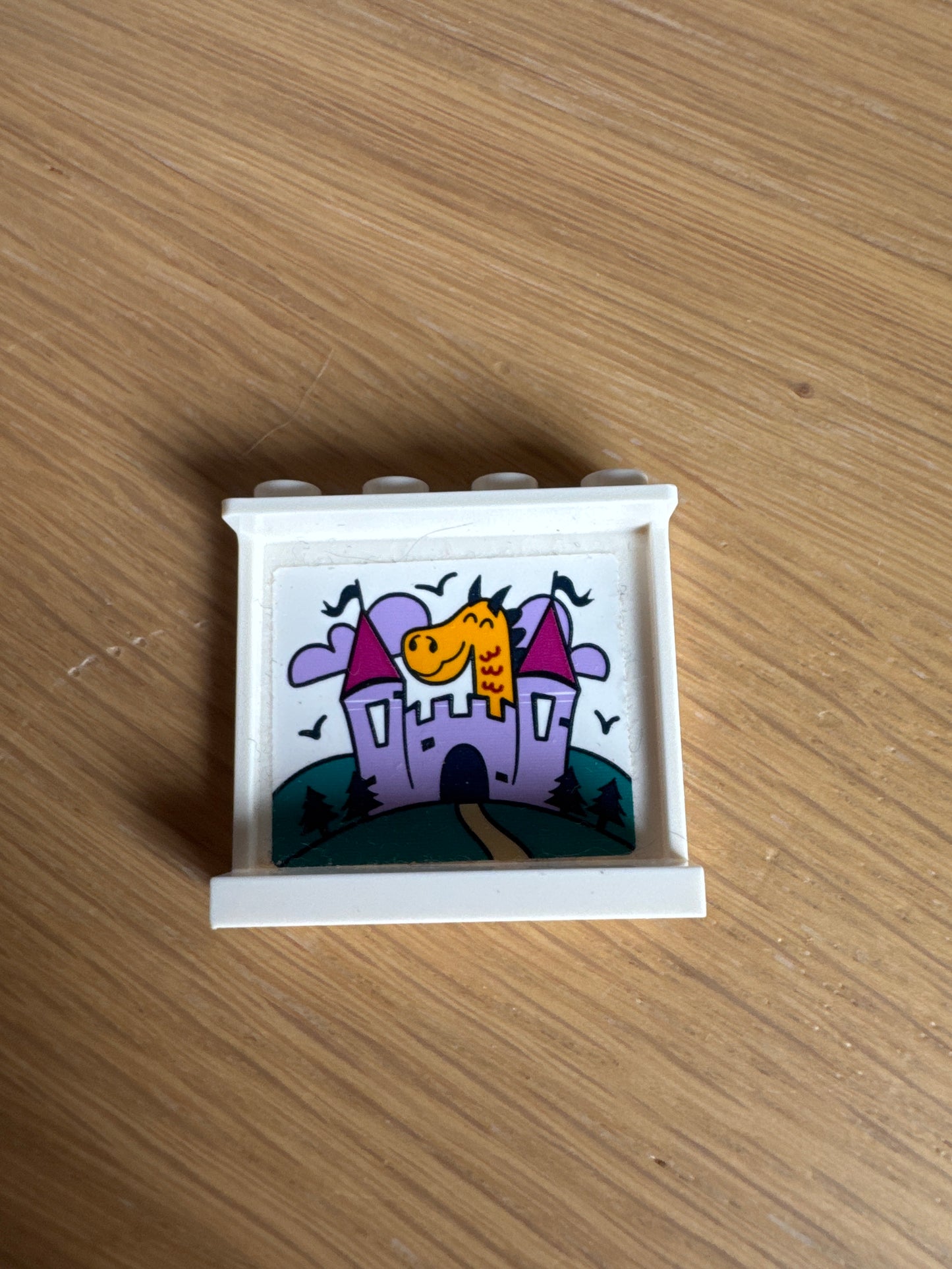 Panel 1 x 4 x 3 with Side Supports - Hollow Studs with Castle and Dragon Pattern (Sticker) - Set 41334