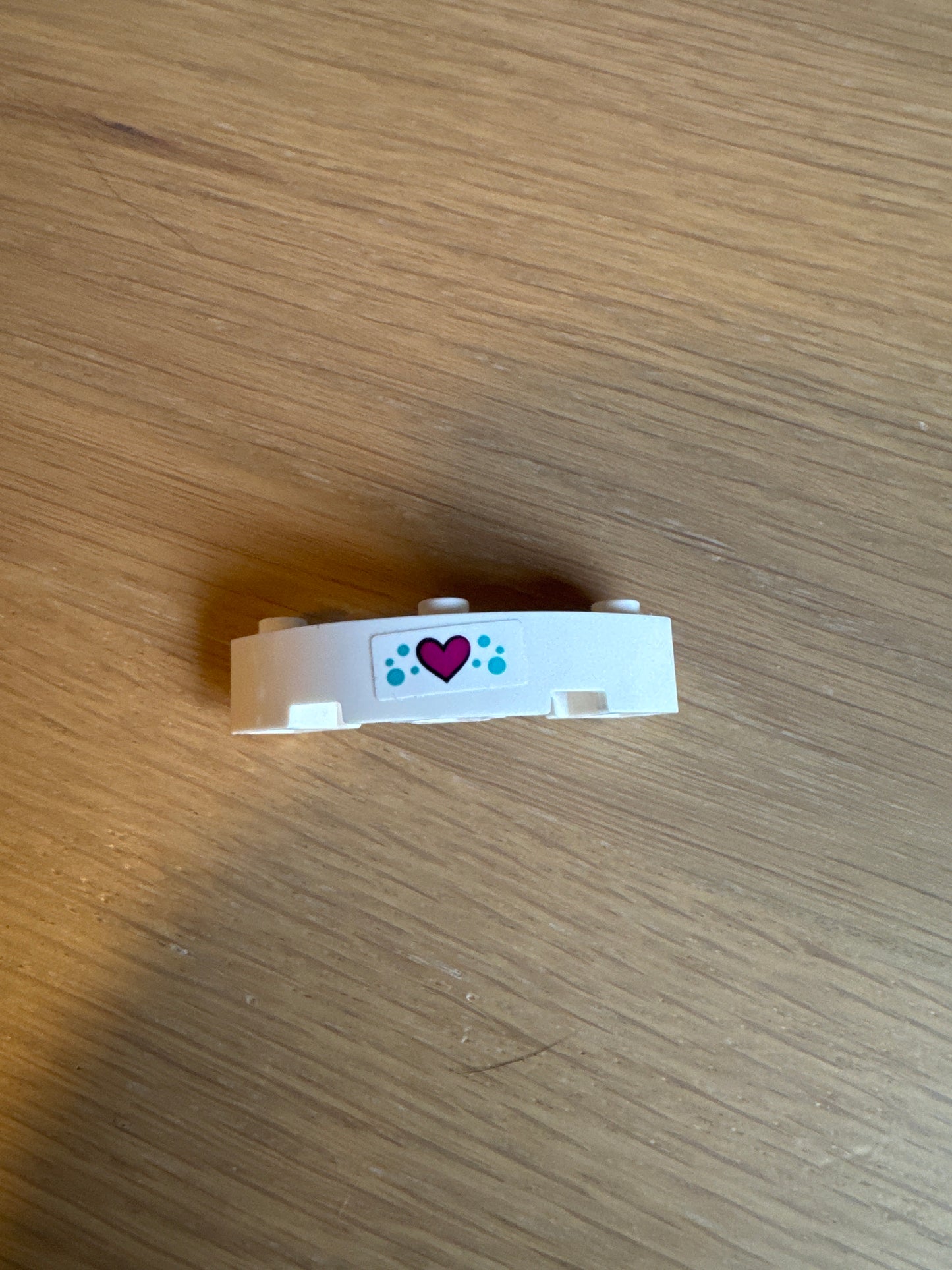 Brick, Round Corner 4 x 4 Macaroni with 3 Studs with Magenta Heart and Medium Azure Dots Pattern (Sticker) - Set 41373