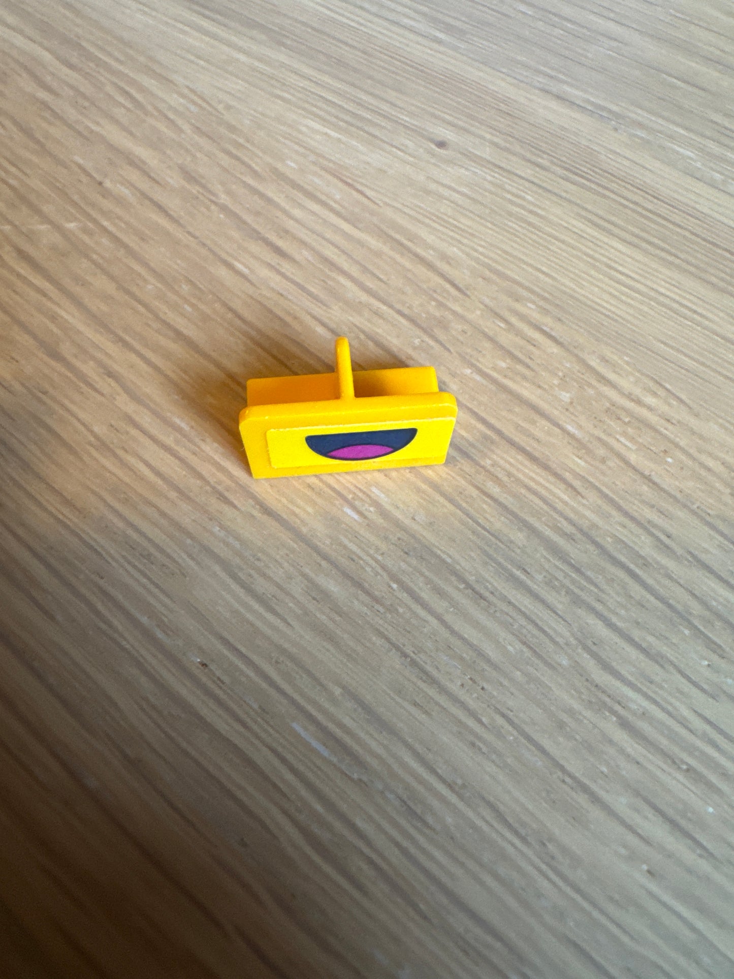 Panel 1 x 2 x 1 with Rounded Corners and Center Divider with Black Open Mouth Smile with Magenta Tongue Pattern (Sticker) - Set 41373