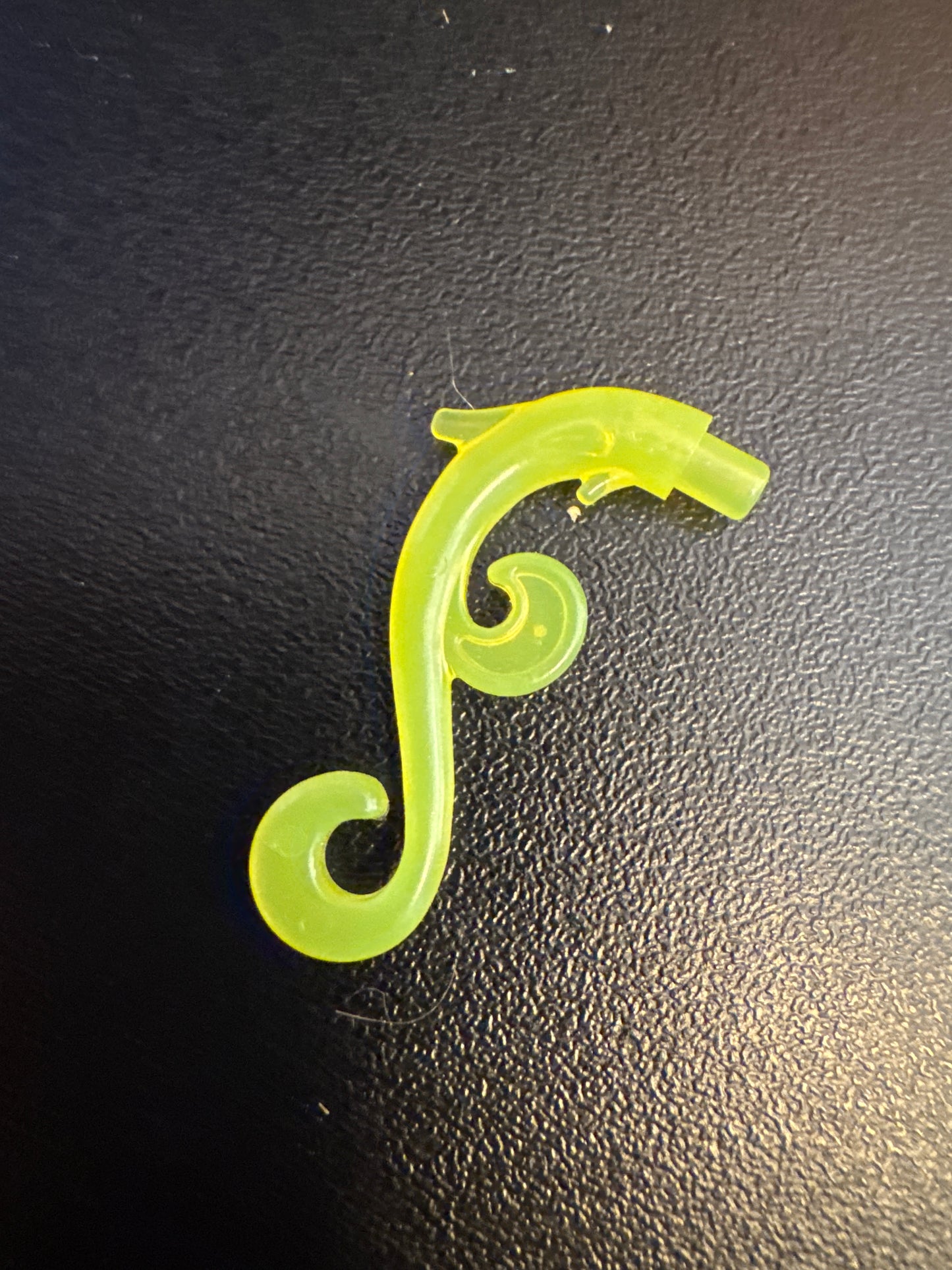 Plant Stem, Curved with Bar, Thorns, and Swirls trans- neon green