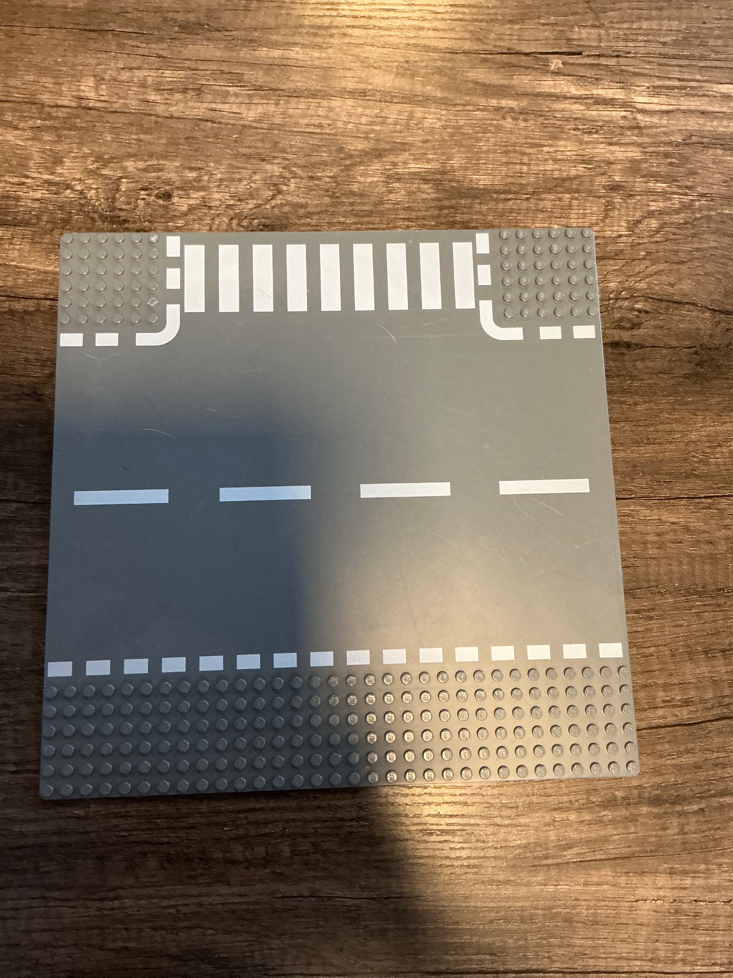 Baseplate, Road 32 x 32 6-Stud T Intersection with White Dashed Lines and Crosswalk Pattern