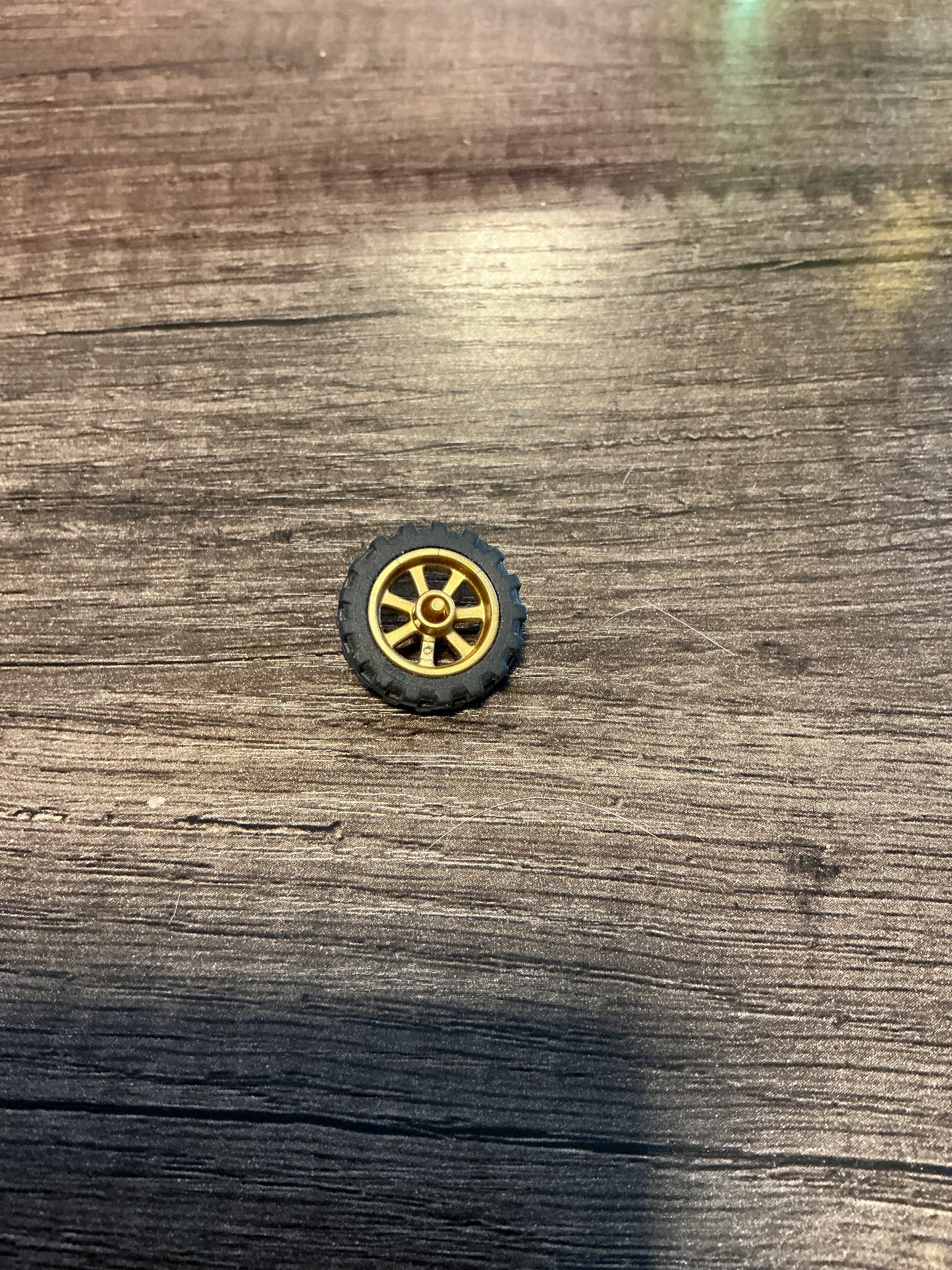 Wheel 15mm D. x 6mm City Motorcycle with Black Tire 21mm D. x 6mm City Motorcycle (50862 / 50861) Pearl Gold