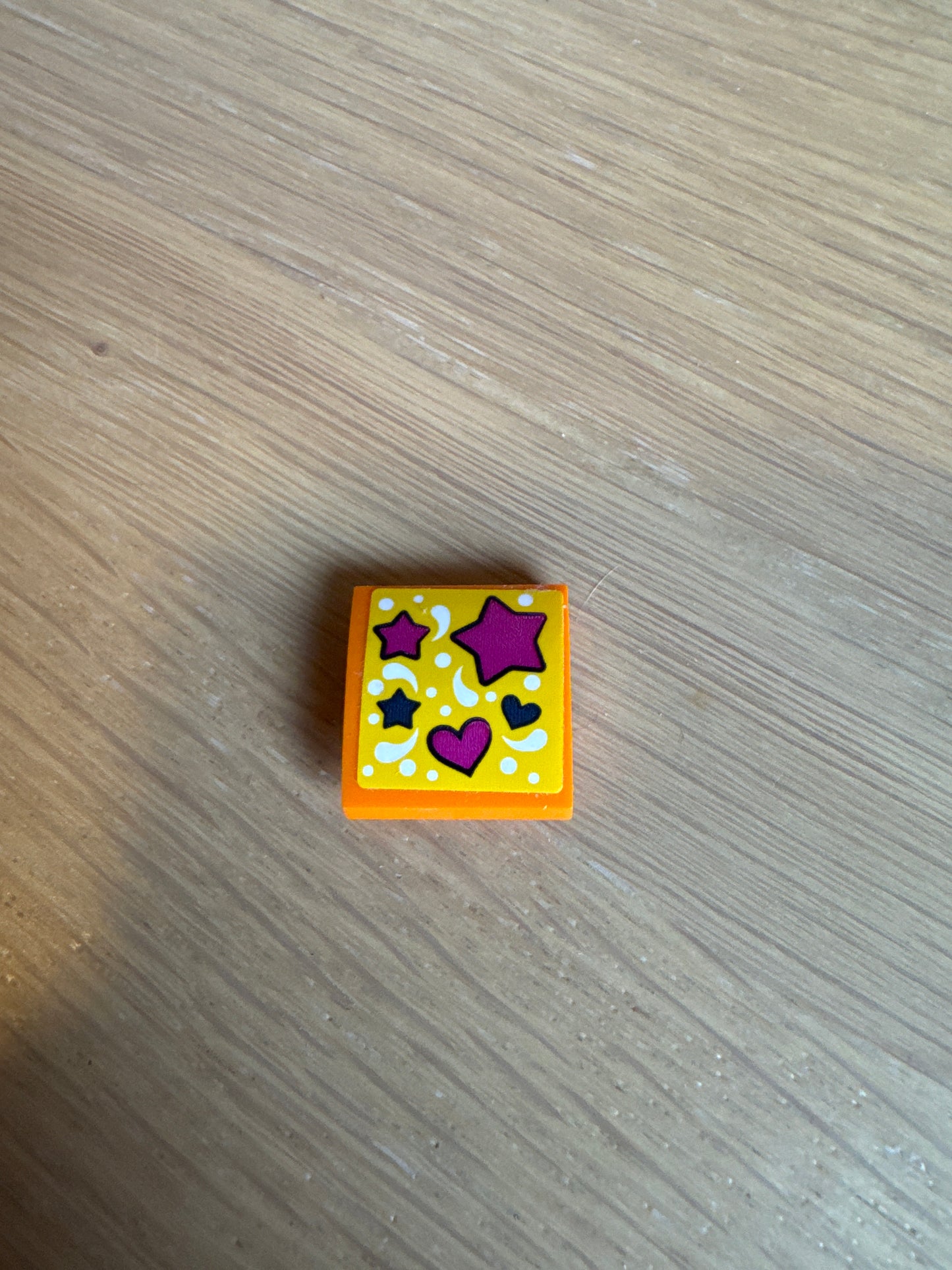 Slope, Curved 2 x 2 x 2/3 with Dark Blue and Magenta Hearts and Stars and White Dots Pattern (Sticker) - Set 41373