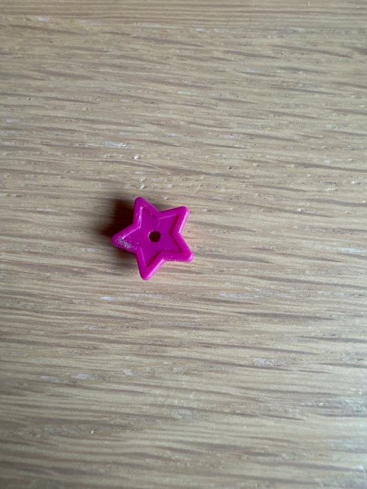 Plate, Round 1 x 1 with Star and Small Pin Hole magenta