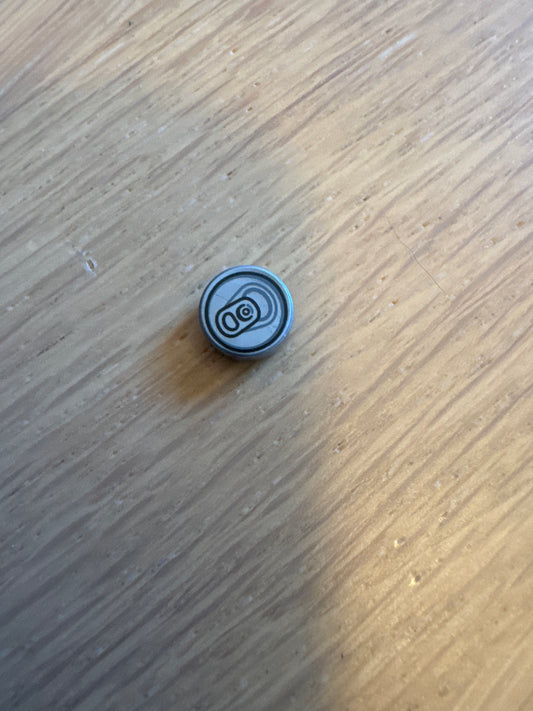 Tile, Round 1 x 1 with Soda Pop Can Top Pattern flat silver