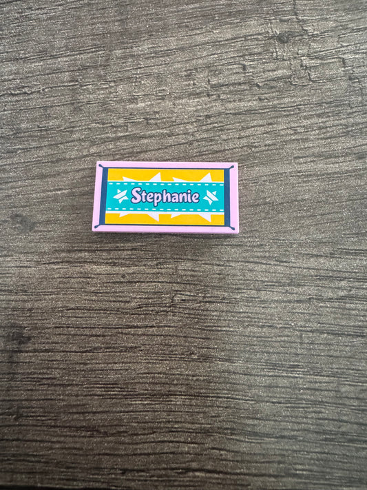 Tile 2 x 4 with 'Stephanie' and Beach Towel Pattern