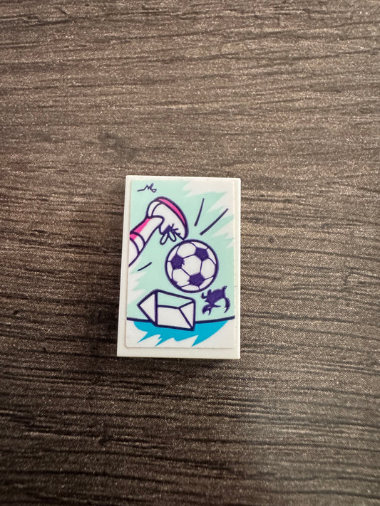 Tile 2 x 3 with Foot Kicking Soccer Ball, Dog and Net Pattern (Sticker) - Set 41332