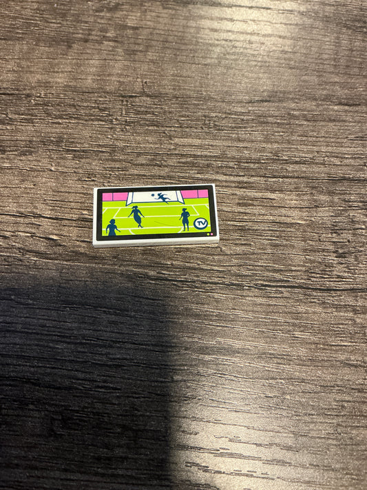 Tile 2 x 4 with Soccer Players on TV Pattern