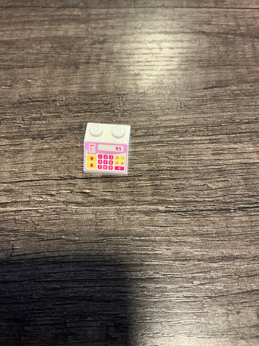 Slope 45 2 x 2 with Medium Lavender Cash Register with Magenta and Bright Light Orange Buttons Pattern