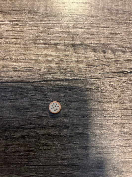 Tile, Round 1 x 1 with Cookie with Tan Frosting and Reddish Brown Chocolate Sprinkles Pattern