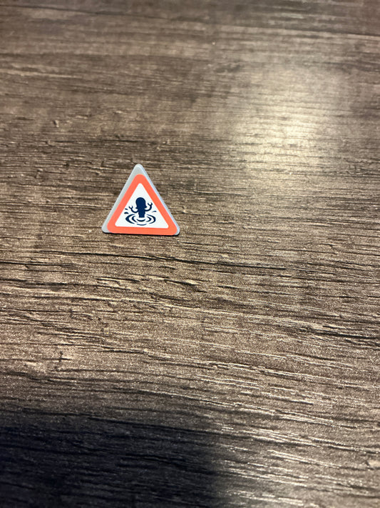Road Sign 2 x 2 Triangle with Clip with Coral Border and Black Silhouette of Mini Doll Splashing in Water / Swimming Danger Pattern (Sticker) - Set 41421