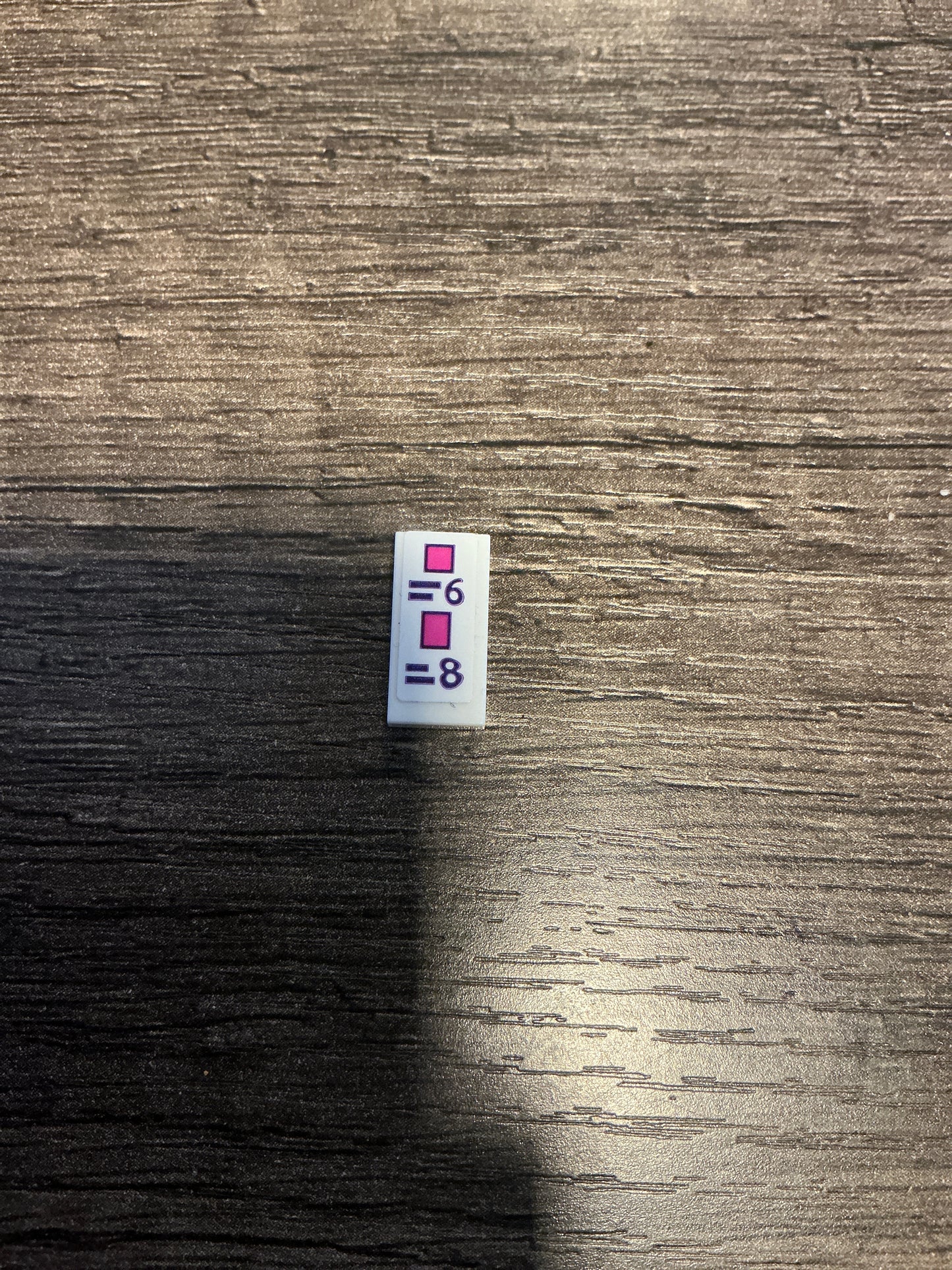 Tile 1 x 2 with Dark Pink Rectangles, Dark Purple Price Chart with '=6' and '=8' Pattern (Sticker) - Set 41332