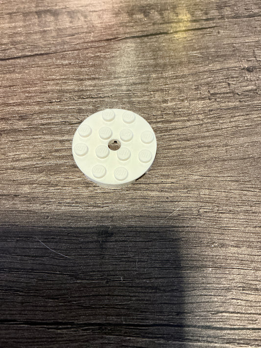 Plate, Round 4 x 4 with Hole White