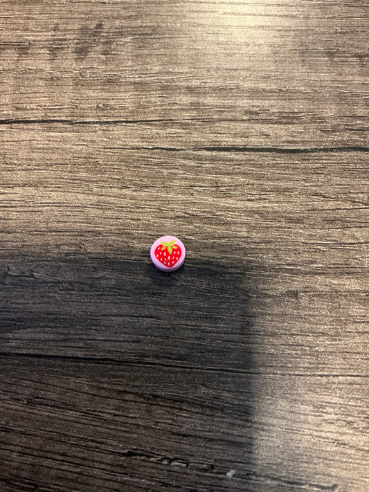 Tile, Round 1 x 1 with Strawberry Pattern